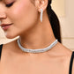 VOJ Silver Plated CZ And Artifical Stones Studded Necklace Set - Swadesiicart
