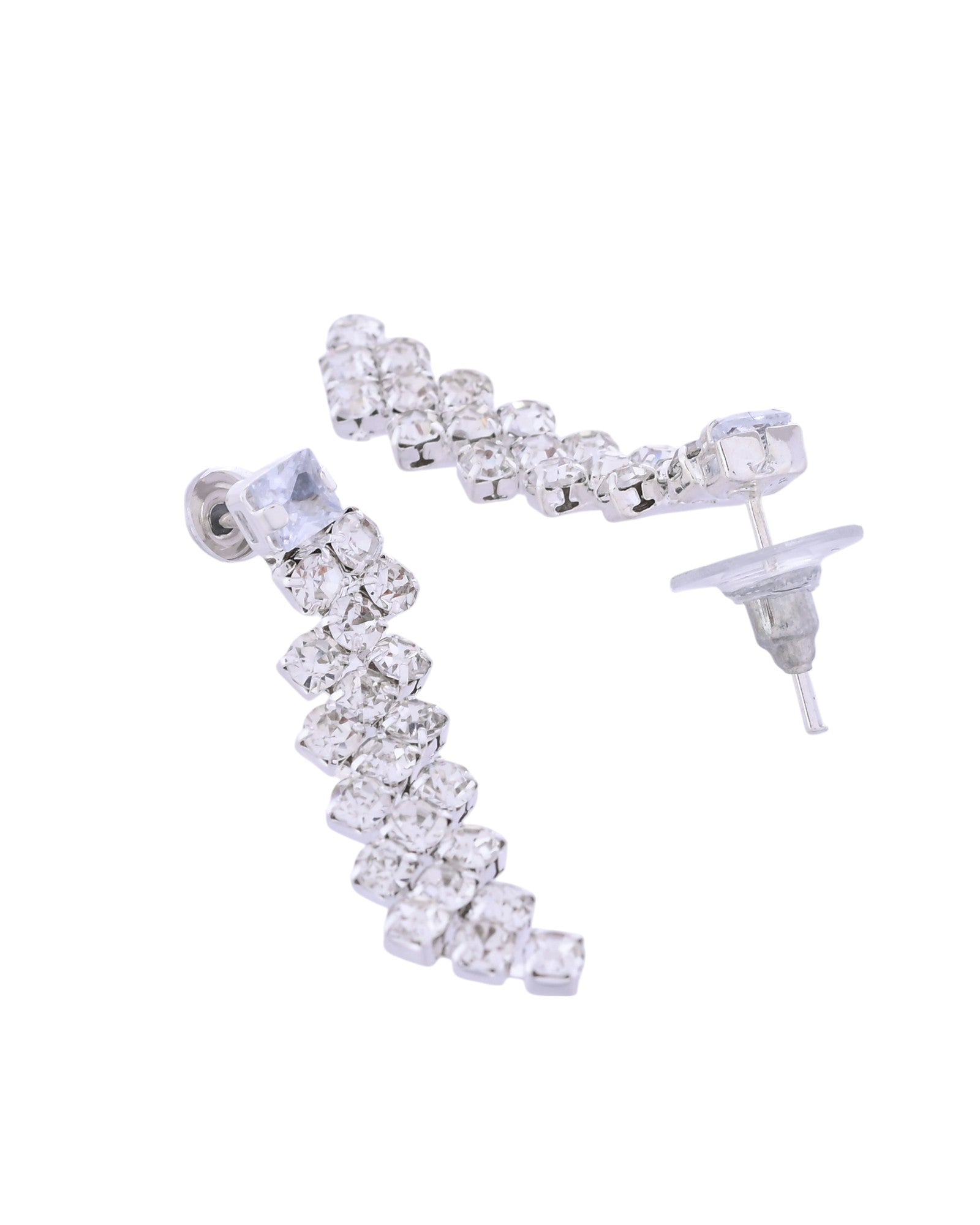 VOJ Silver Plated CZ And Artifical Stones Studded Necklace Set - Swadesiicart