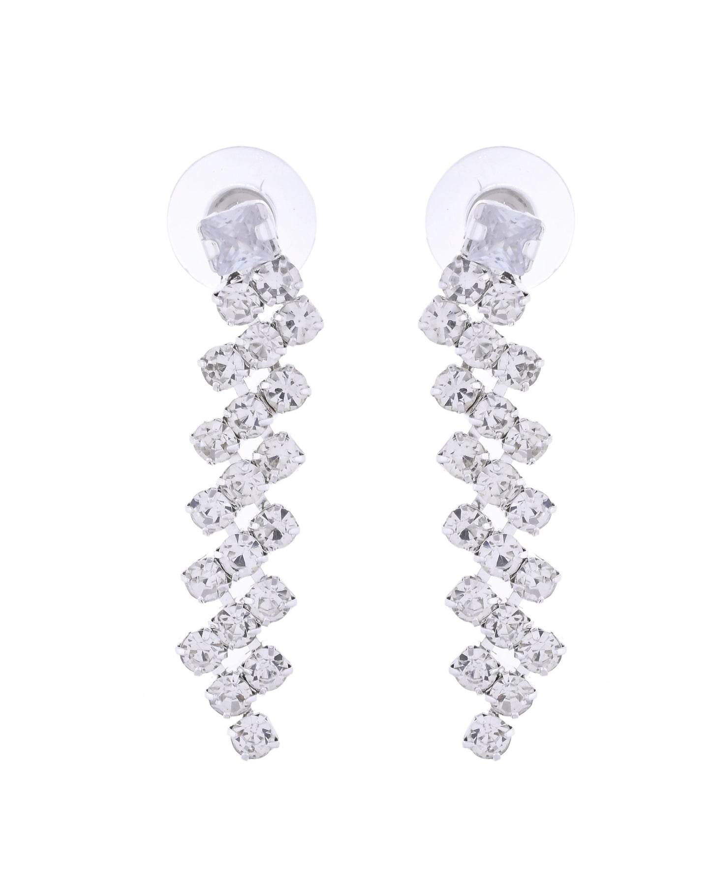 VOJ Silver Plated CZ And Artifical Stones Studded Necklace Set - Swadesiicart