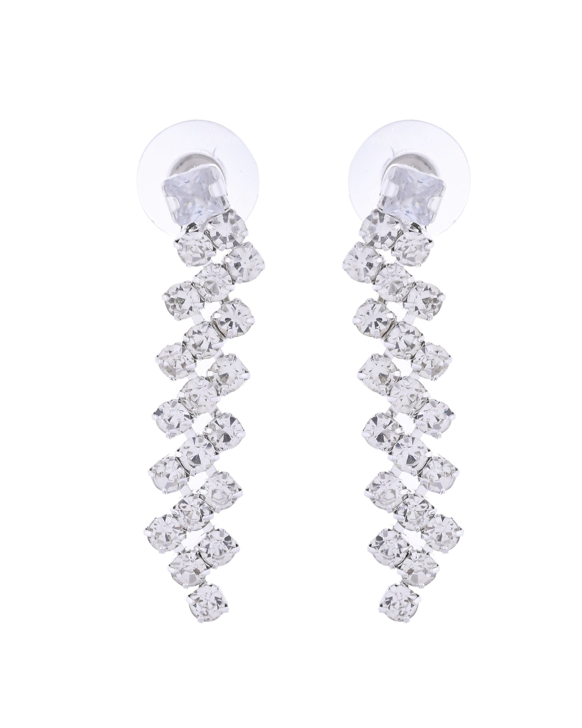 VOJ Silver Plated CZ And Artifical Stones Studded Necklace Set - Swadesiicart