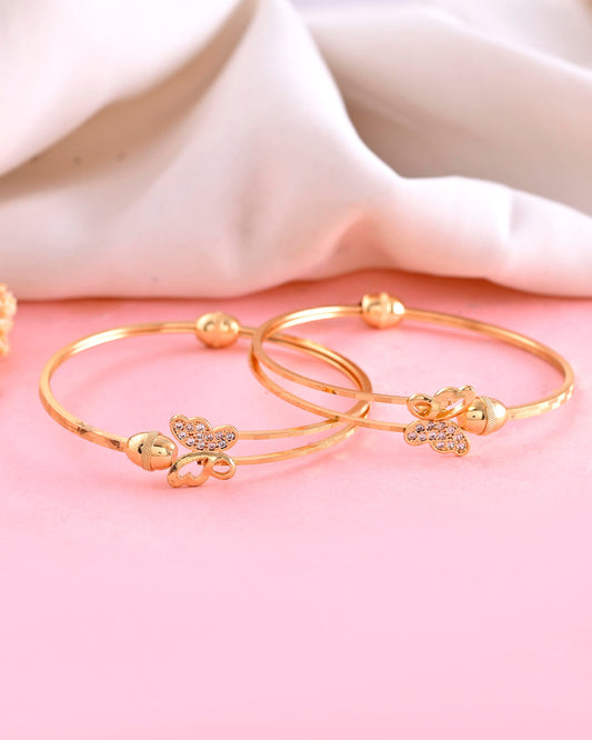 VOJ Set of 2 Gold-Polished AD Stones Butterfly Shaped Elegent Bangles - Swadesiicart