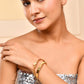 VOJ Set of 2 Gold-Polished Tear Drop Shaped Bangles - Swadesiicart