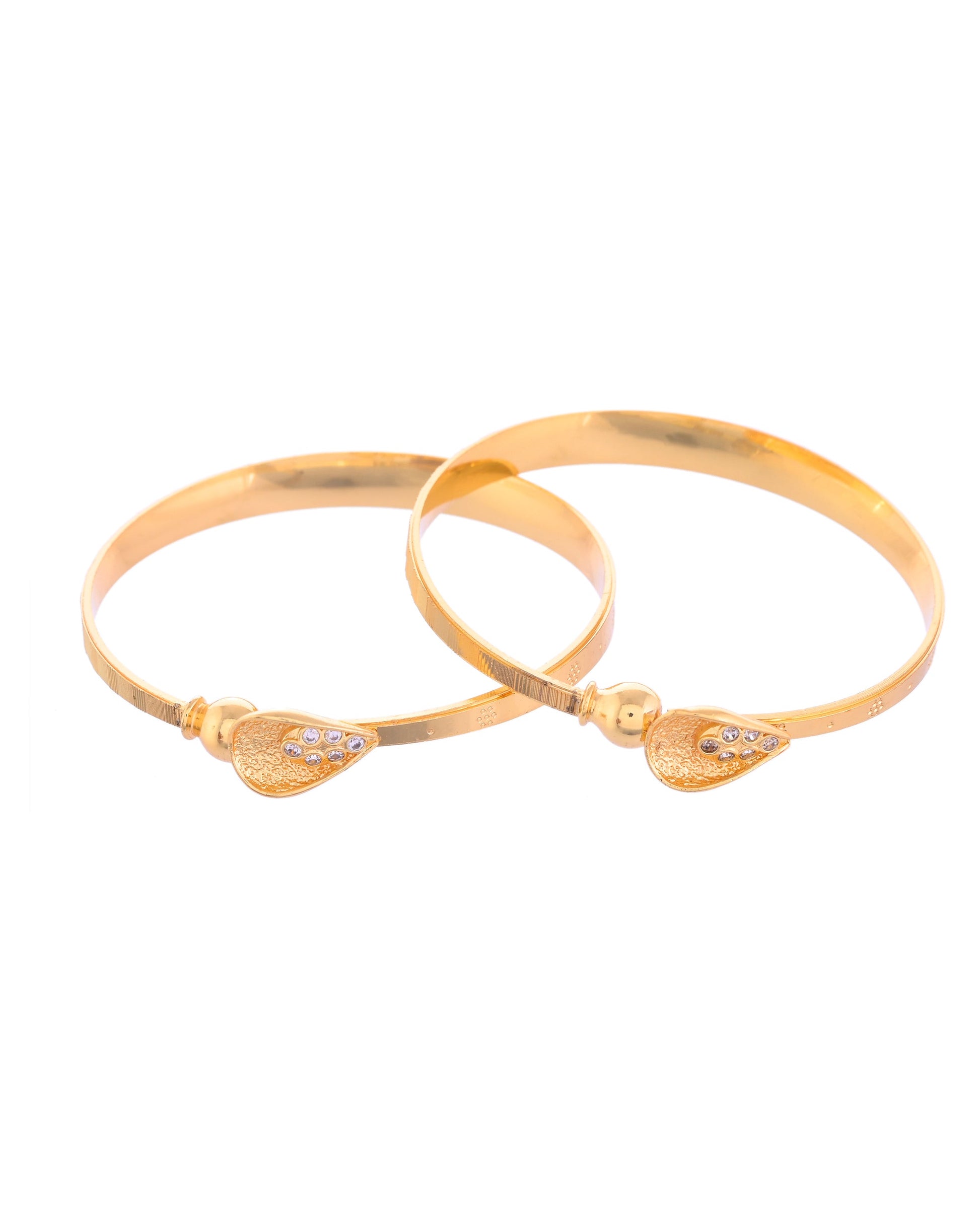 VOJ Set of 2 Gold-Polished Tear Drop Shaped Bangles - Swadesiicart
