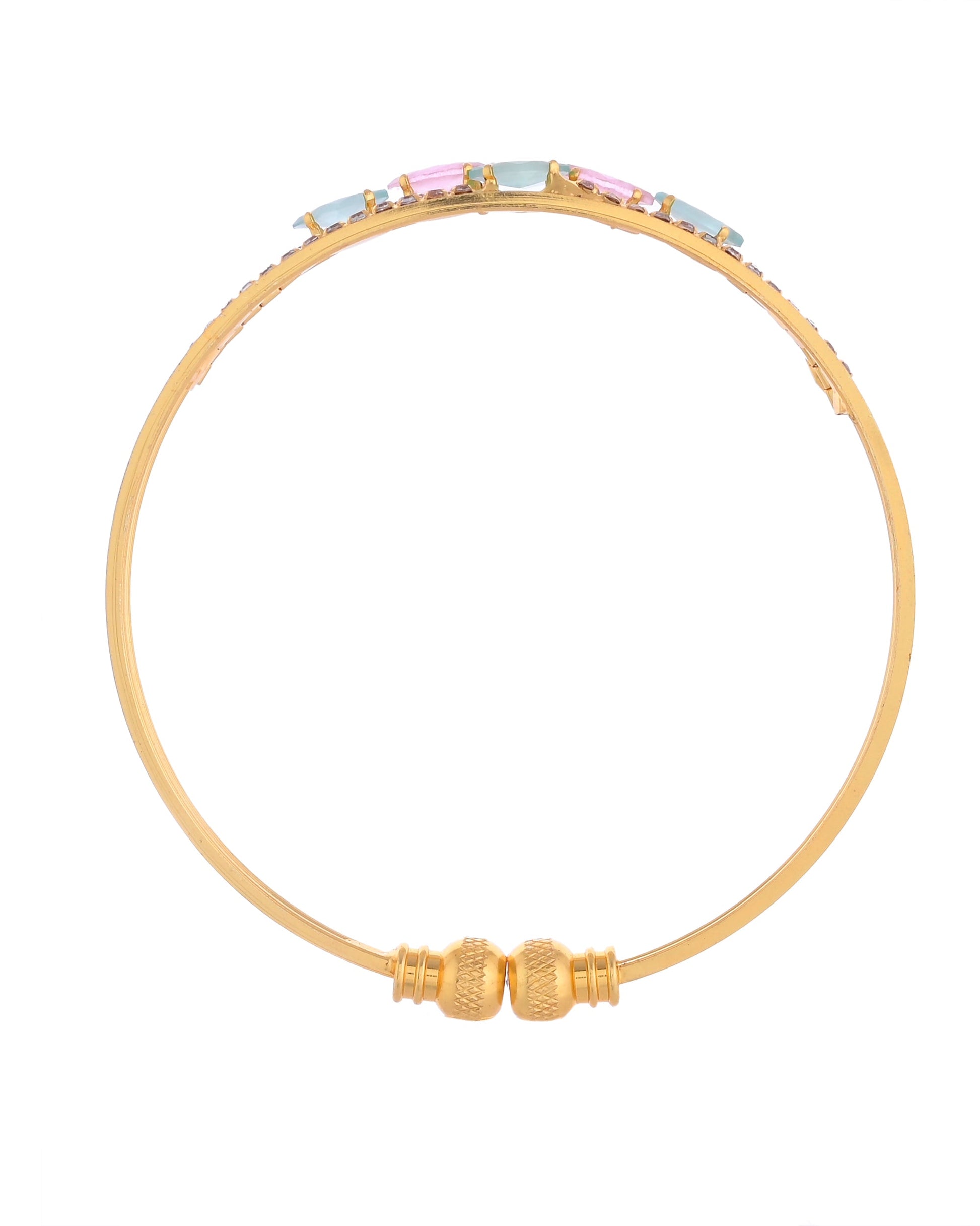 VOJ Set of 2 Gold-Polished Multi Colour Stones Bangles - Swadesiicart