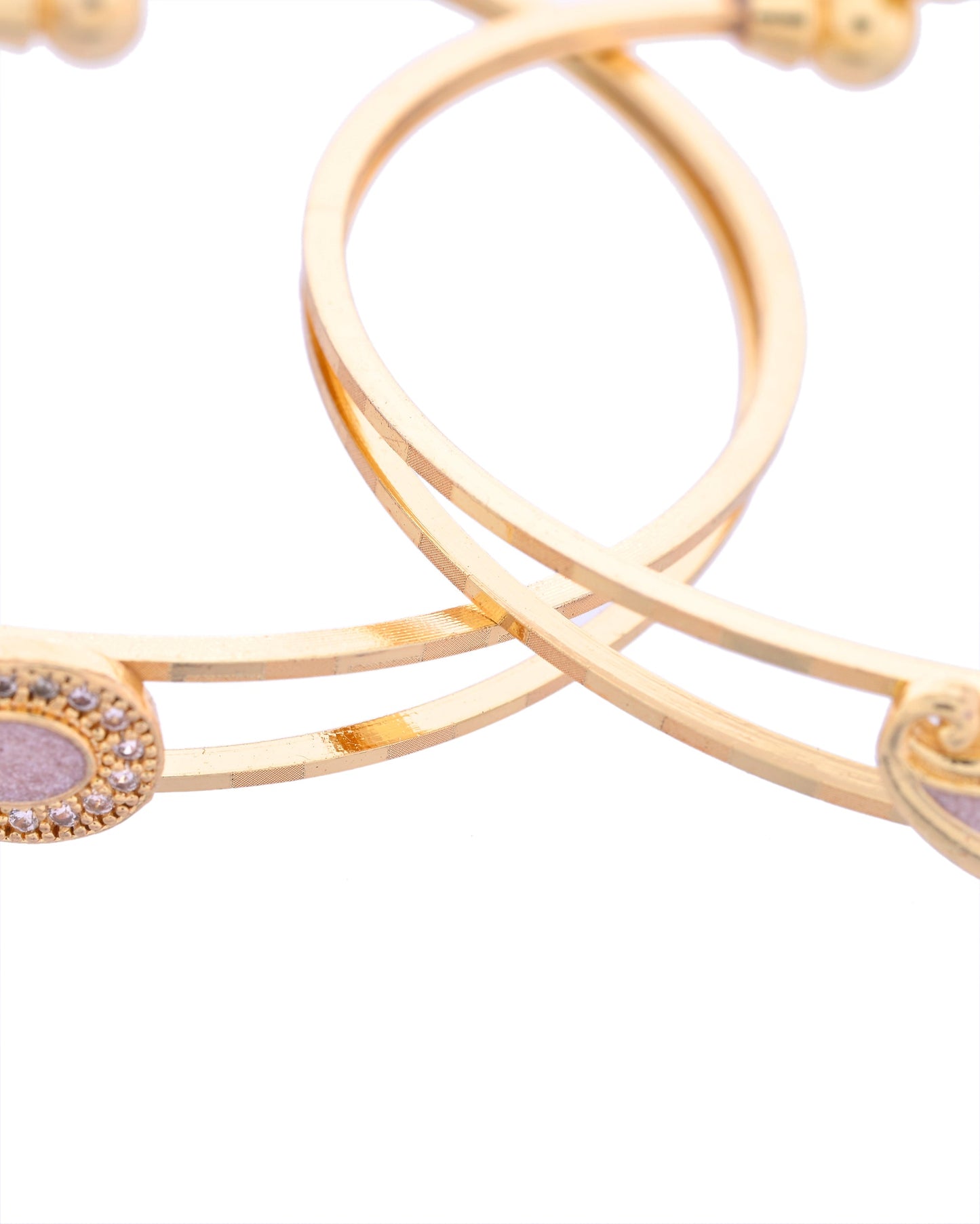 VOJ Set of 2 Gold-Polished AD Stone Studded Classic Bangles - Swadesiicart