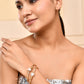 VOJ Set of 2 Gold-Polished Stone Studded Heart Shaped Bangles - Swadesiicart