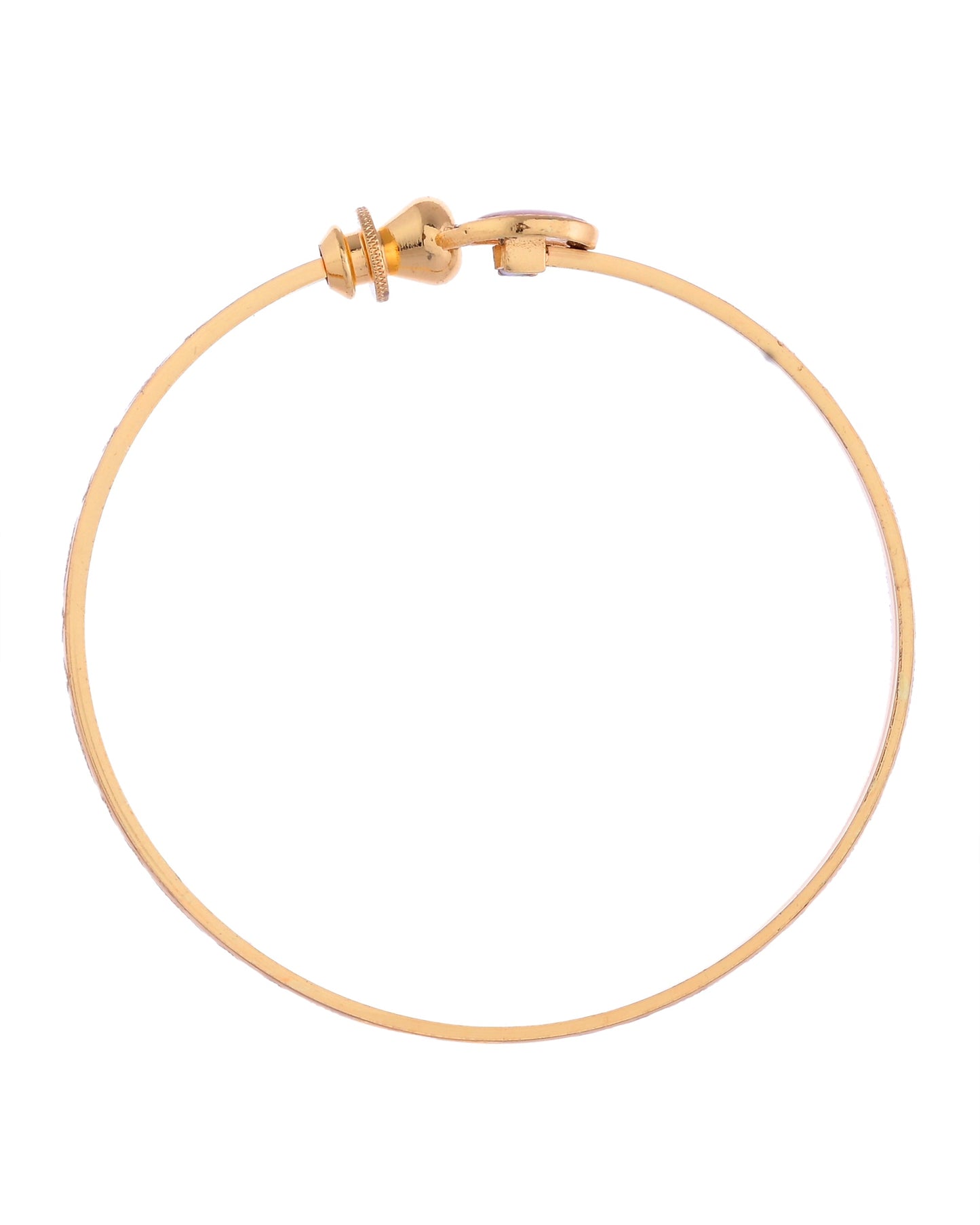 VOJ Set of 2 Gold-Polished Stone Studded Heart Shaped Bangles - Swadesiicart