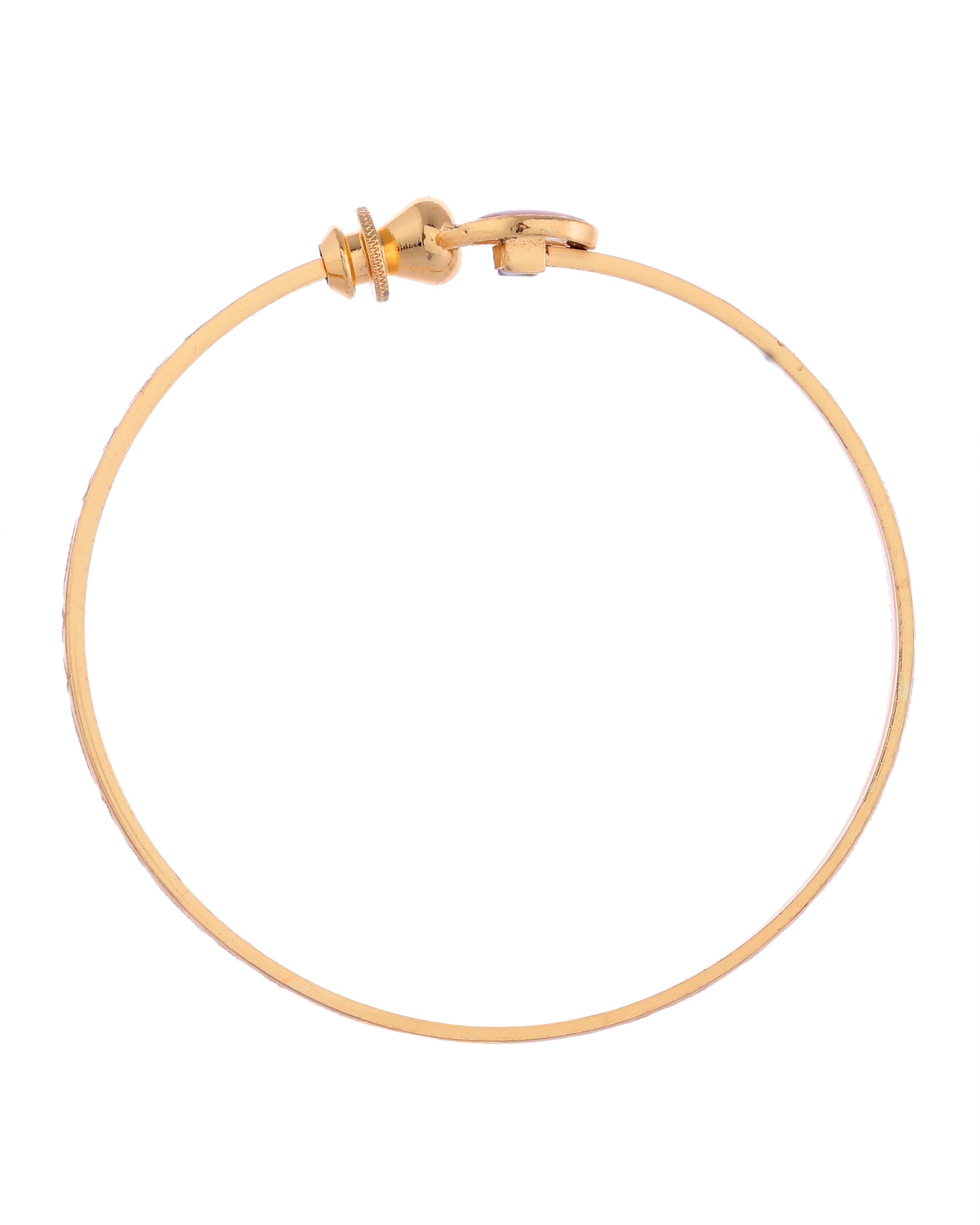VOJ Set of 2 Gold-Polished Stone Studded Heart Shaped Bangles - Swadesiicart