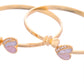 VOJ Set of 2 Gold-Polished Stone Studded Heart Shaped Bangles - Swadesiicart