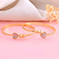 VOJ Set of 2 Gold-Polished Stone Studded Heart Shaped Bangles - Swadesiicart