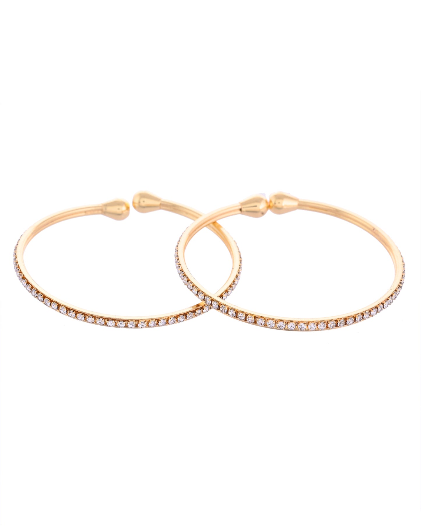 VOJ Set of 2 Gold-Polished AD Stones Studded Minimal Bangles - Swadesiicart