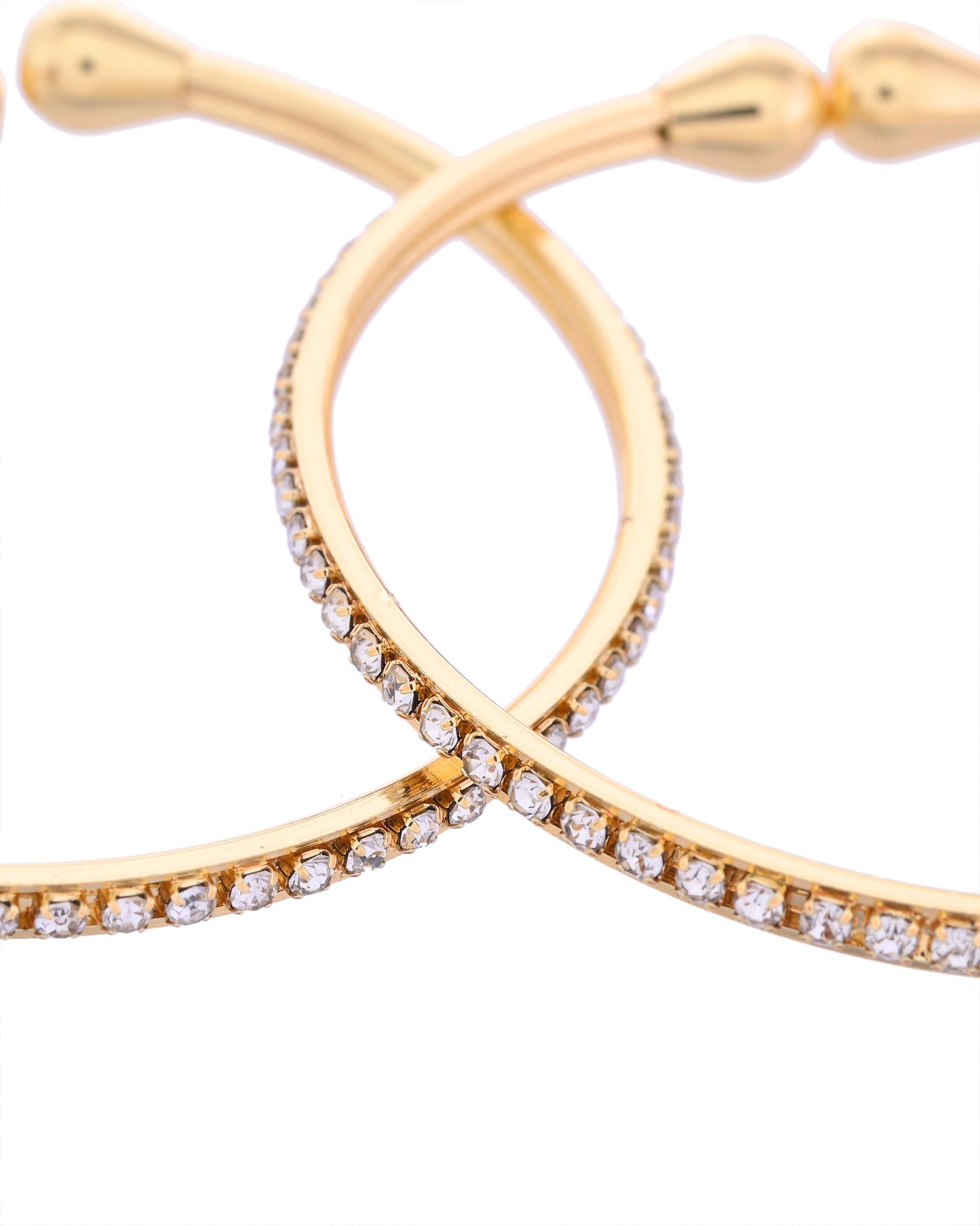 VOJ Set of 2 Gold-Polished AD Stones Studded Minimal Bangles - Swadesiicart