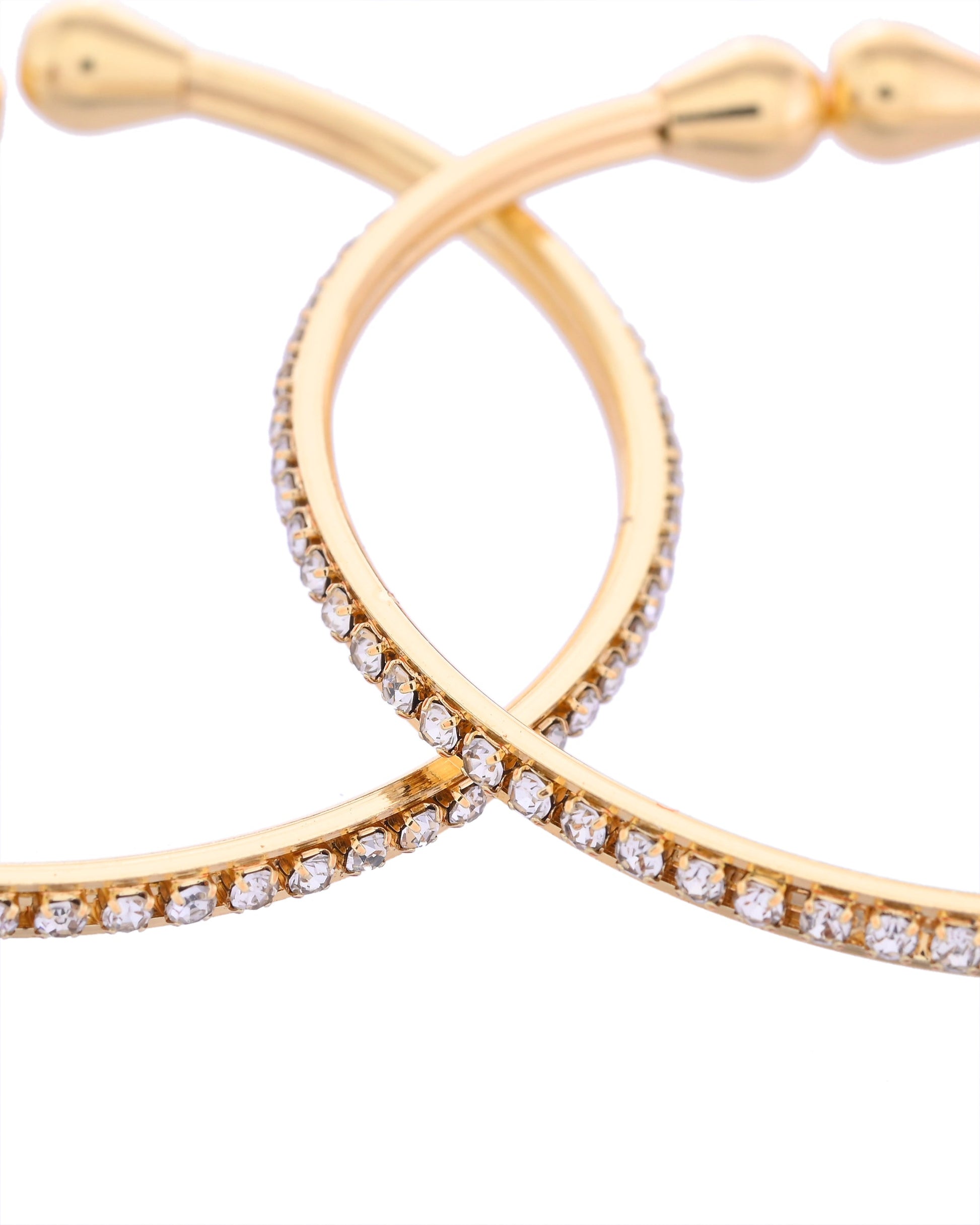 VOJ Set of 2 Gold-Polished AD Stones Studded Minimal Bangles - Swadesiicart