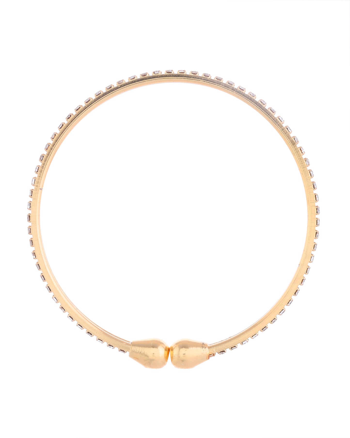 VOJ Set of 2 Gold-Polished AD Stones Studded Minimal Bangles - Swadesiicart