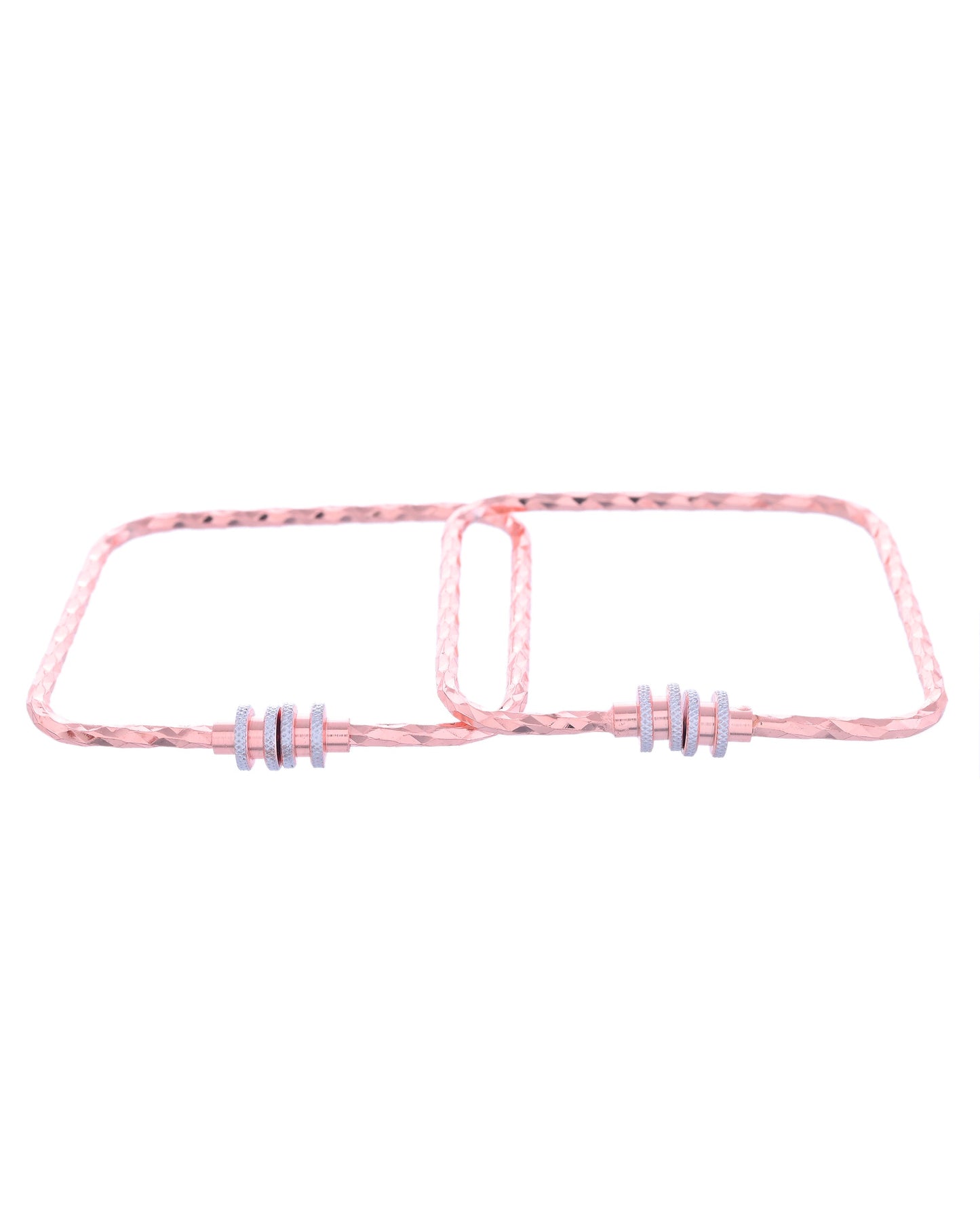 VOJ Set of 2 Rose Gold-Polished Square Shaped Bangles - Swadesiicart