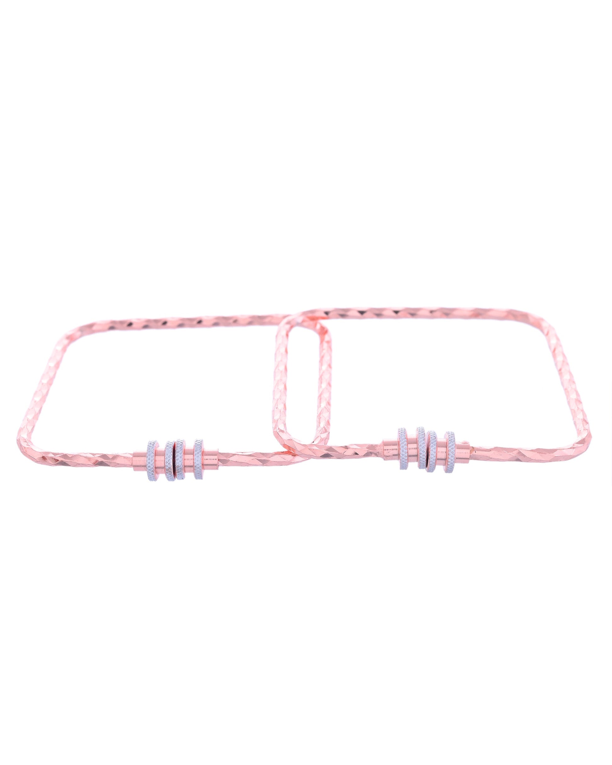 VOJ Set of 2 Rose Gold-Polished Square Shaped Bangles - Swadesiicart