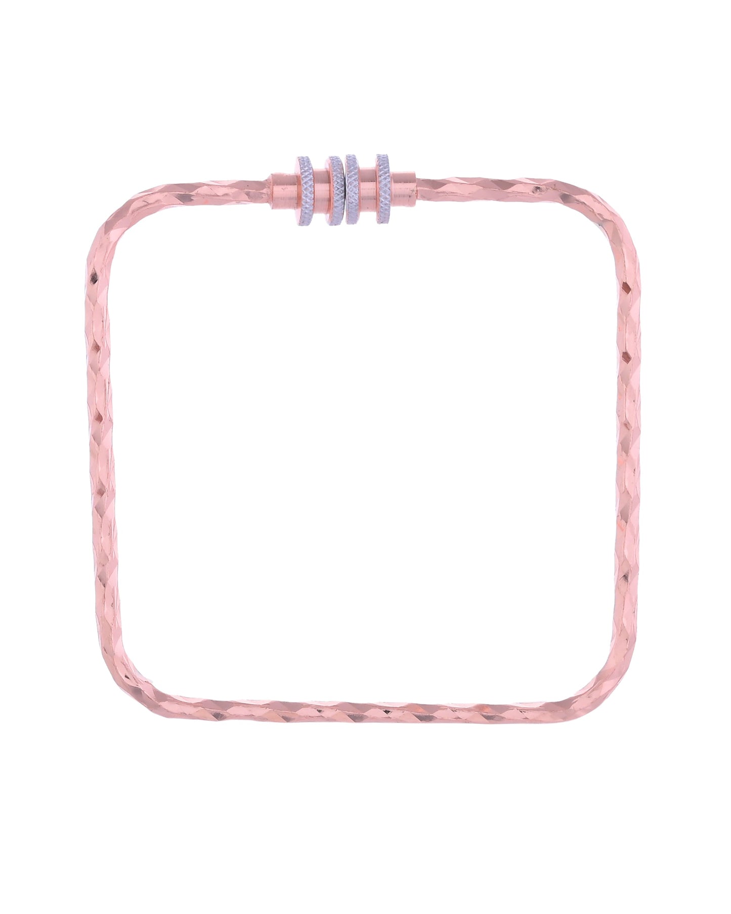 VOJ Set of 2 Rose Gold-Polished Square Shaped Bangles - Swadesiicart