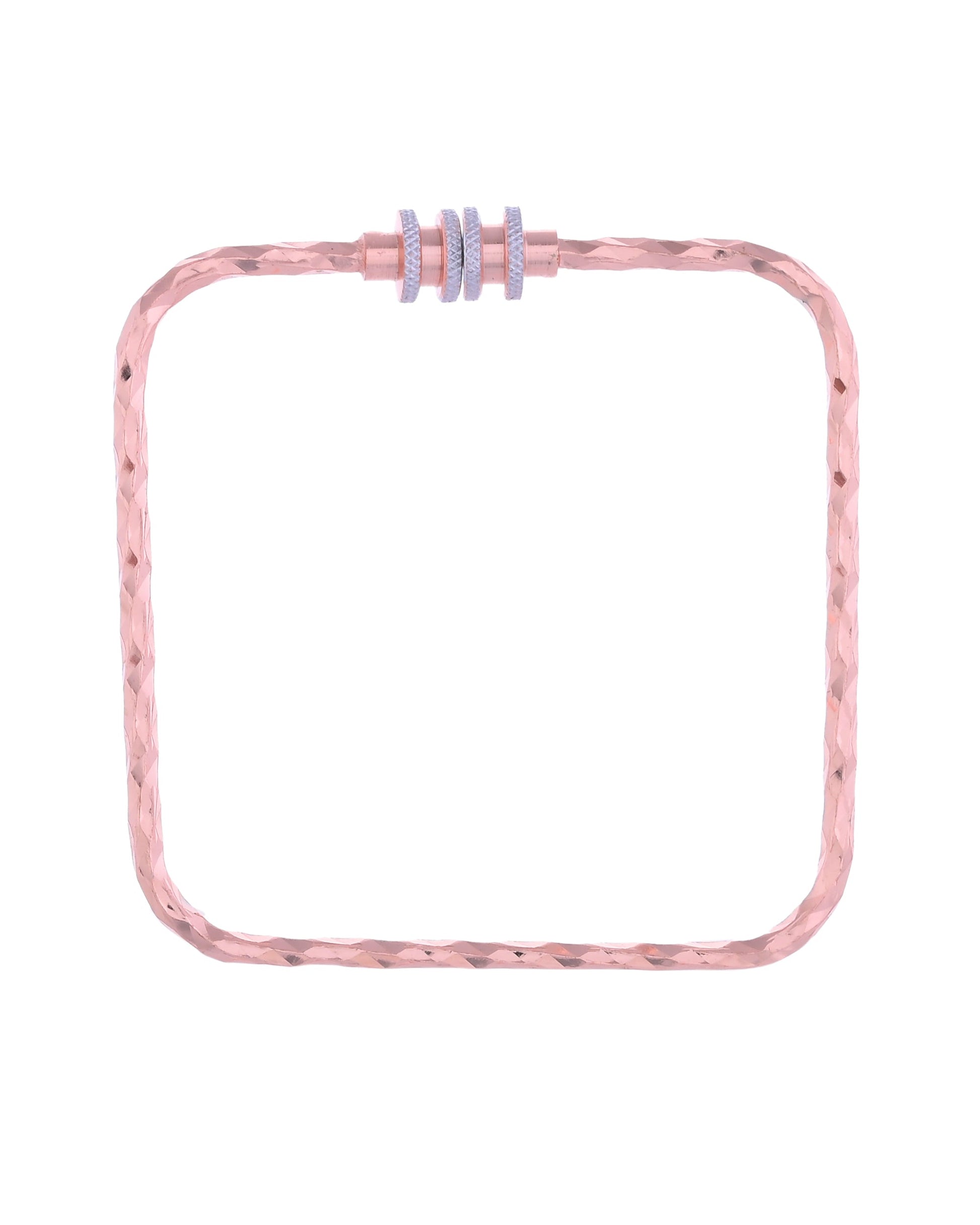 VOJ Set of 2 Rose Gold-Polished Square Shaped Bangles - Swadesiicart