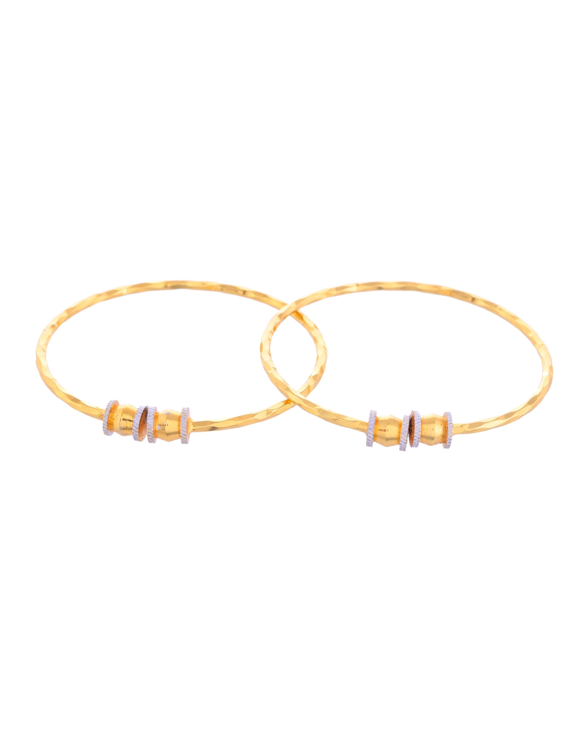 VOJ Set of 2 Gold-Polished Simple Bangles - Swadesiicart
