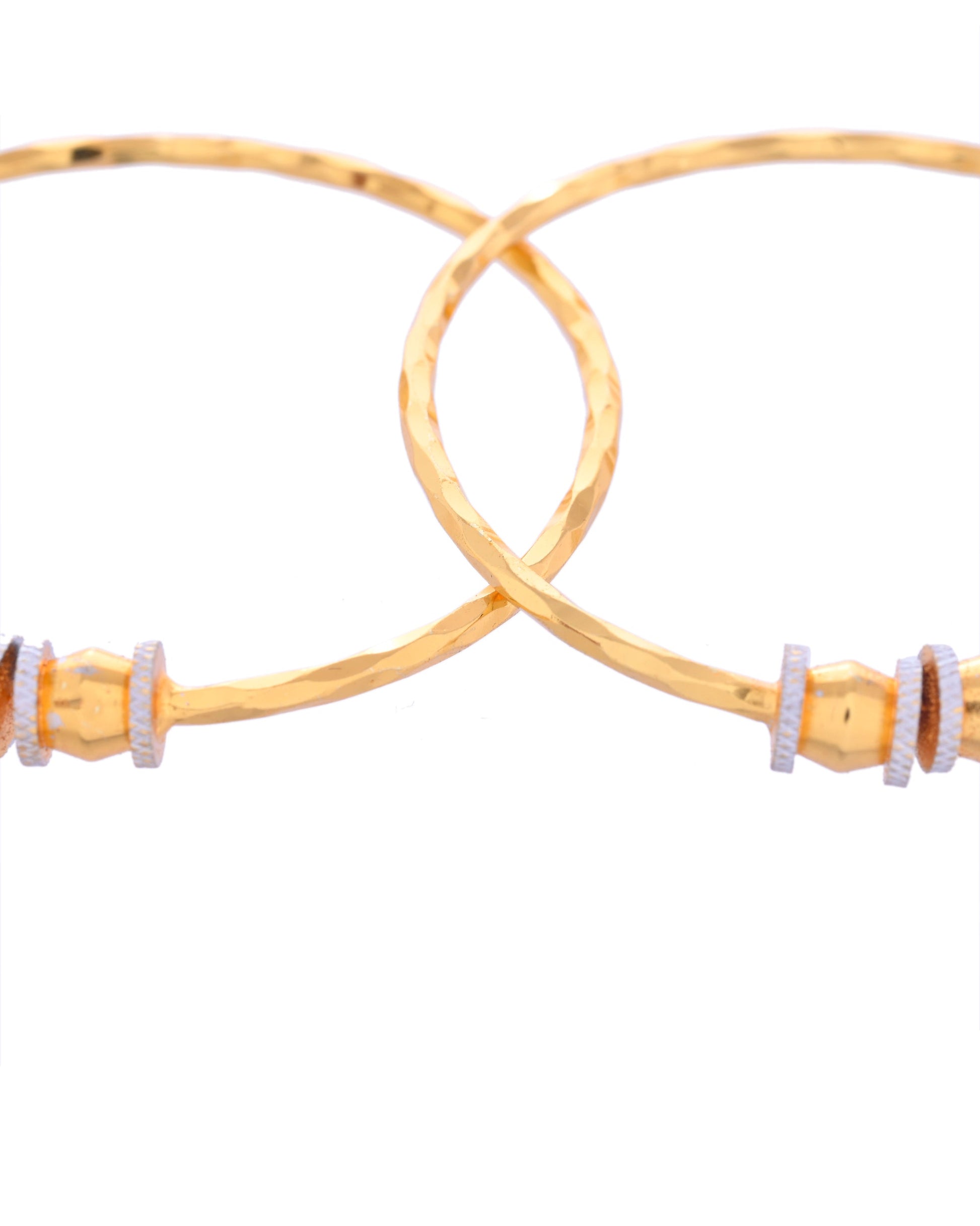 VOJ Set of 2 Gold-Polished Simple Bangles - Swadesiicart