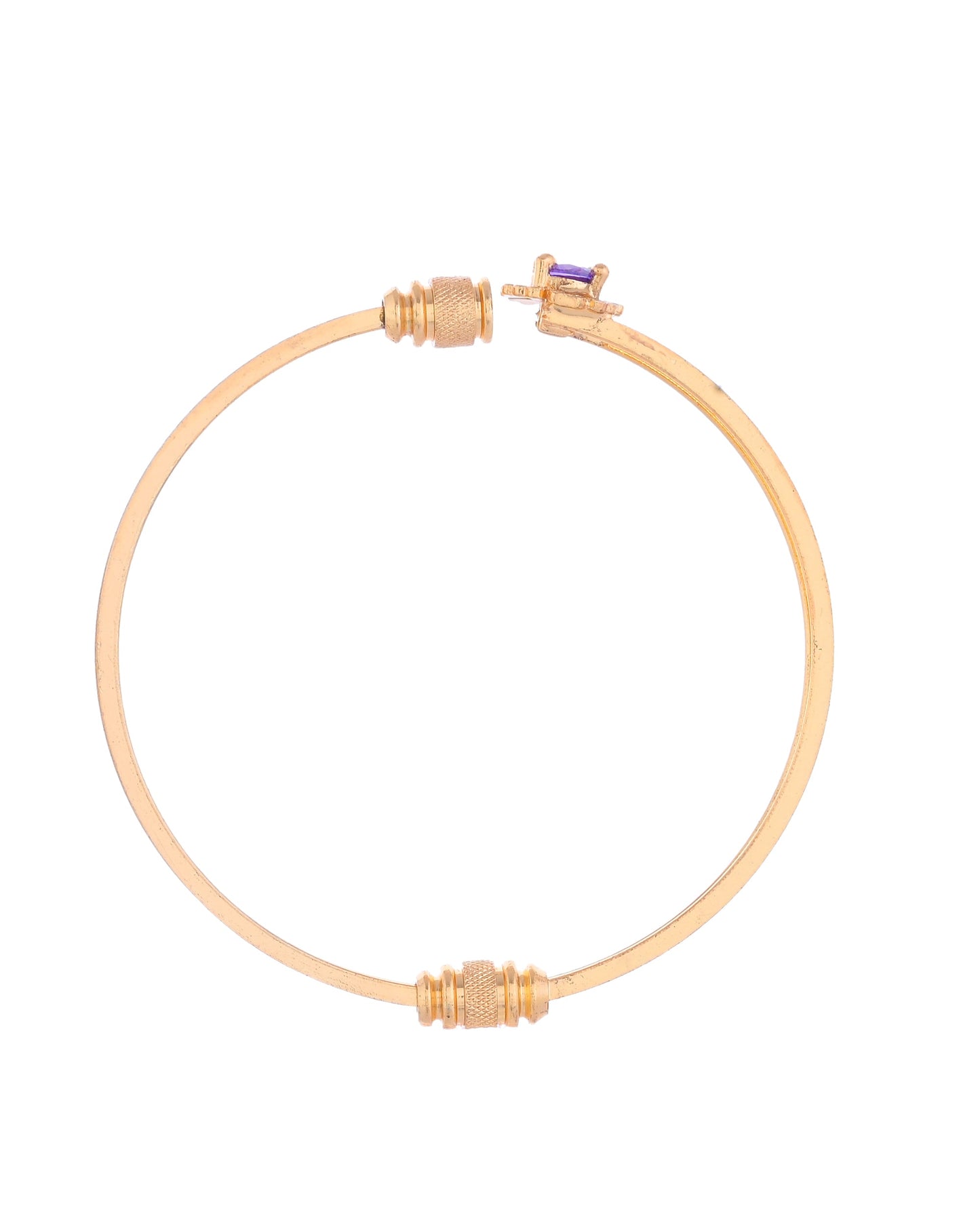 VOJ Set of 2 Gold-Polished Purple Stone Studded Bangles - Swadesiicart