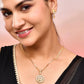 VOJ Gold-Polished Floral Shaped AD Stone Studded Chain Set - Swadesiicart