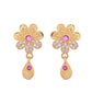VOJ Gold-Polished Floral Shaped AD Stone Studded Chain Set - Swadesiicart