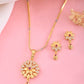 VOJ Gold-Polished Floral Shaped AD Stone Studded Chain Set - Swadesiicart