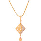 VOJ Gold-Polished Geomatrical AD Stone Studded Chain Set - Swadesiicart