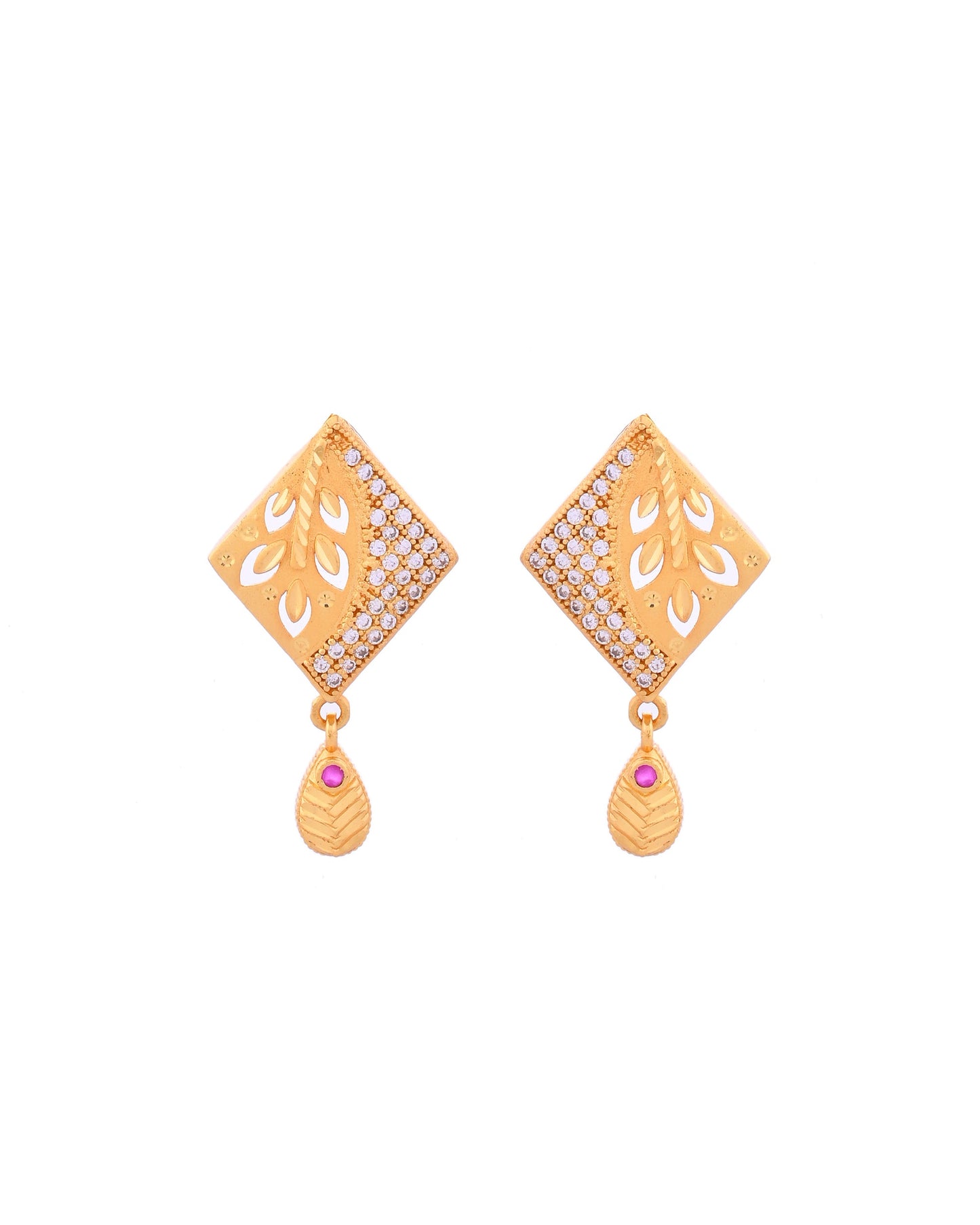 VOJ Gold-Polished Geomatrical AD Stone Studded Chain Set - Swadesiicart