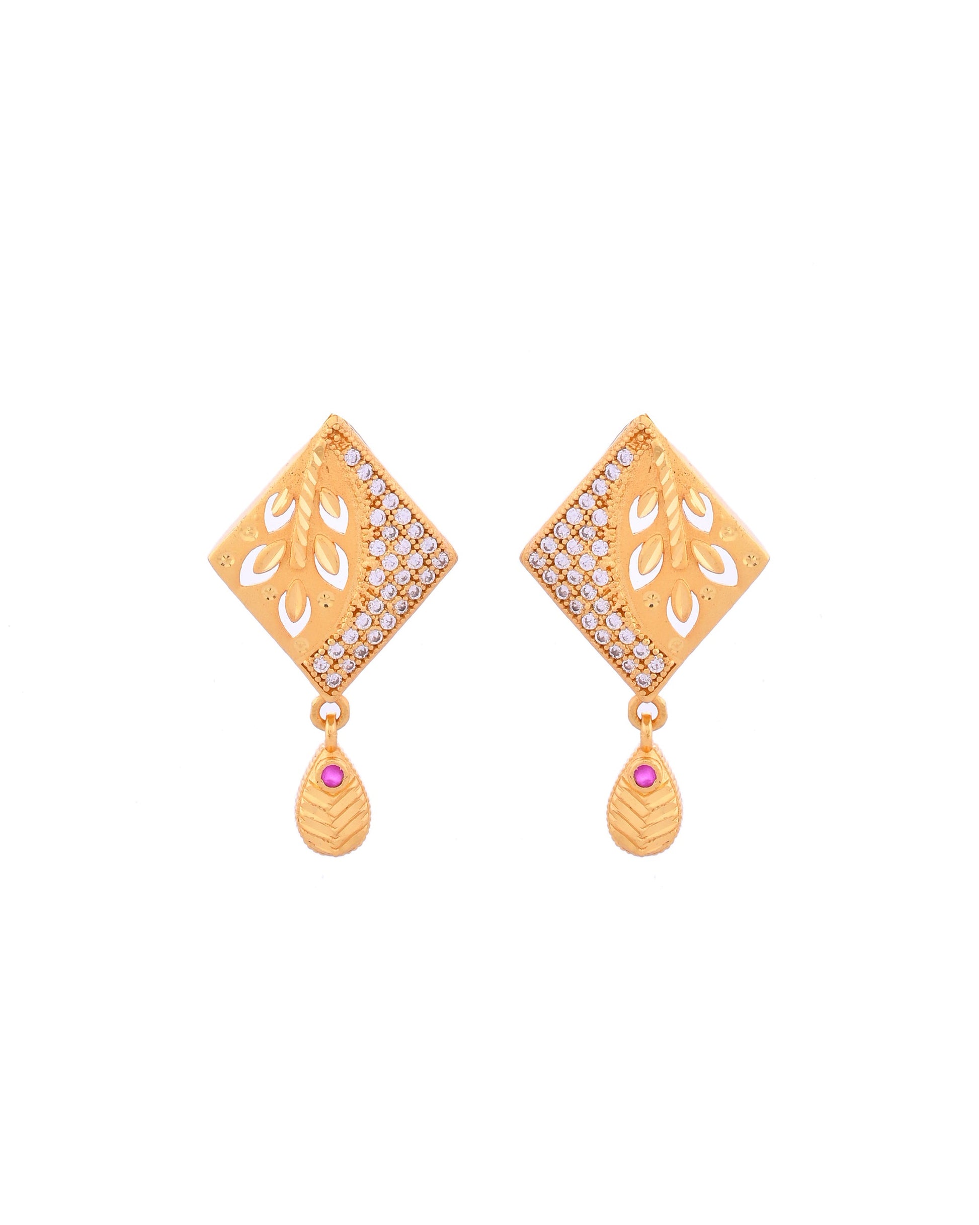 VOJ Gold-Polished Geomatrical AD Stone Studded Chain Set - Swadesiicart