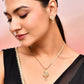 VOJ Gold-Polished Designer Shaped AD Stone Studded Chain Set - Swadesiicart