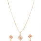 VOJ Gold-Polished Square Shaped AD Stone Studded Chain Set - Swadesiicart