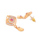 VOJ Gold-Polished Square Shaped AD Stone Studded Chain Set - Swadesiicart