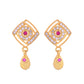 VOJ Gold-Polished Square Shaped AD Stone Studded Chain Set - Swadesiicart