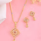 VOJ Gold-Polished Square Shaped AD Stone Studded Chain Set - Swadesiicart