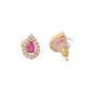 VOJ Gold-Polished Tear Drop Shaped Ruby Red Stone Studded Chain Set - Swadesiicart