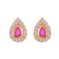 VOJ Gold-Polished Tear Drop Shaped Ruby Red Stone Studded Chain Set - Swadesiicart