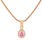 VOJ Gold-Polished Tear Drop Shaped Ruby Red Stone Studded Chain Set - Swadesiicart