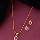 VOJ Gold-Polished Tear Drop Shaped Ruby Red Stone Studded Chain Set - Swadesiicart