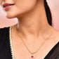 VOJ Gold-Polished Square Shaped Ruby Red Stone Studded Chain Set - Swadesiicart