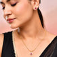 VOJ Gold-Polished Square Shaped Ruby Red Stone Studded Chain Set - Swadesiicart