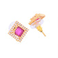 VOJ Gold-Polished Square Shaped Ruby Red Stone Studded Chain Set - Swadesiicart