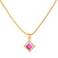 VOJ Gold-Polished Square Shaped Ruby Red Stone Studded Chain Set - Swadesiicart