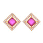 VOJ Gold-Polished Square Shaped Ruby Red Stone Studded Chain Set - Swadesiicart
