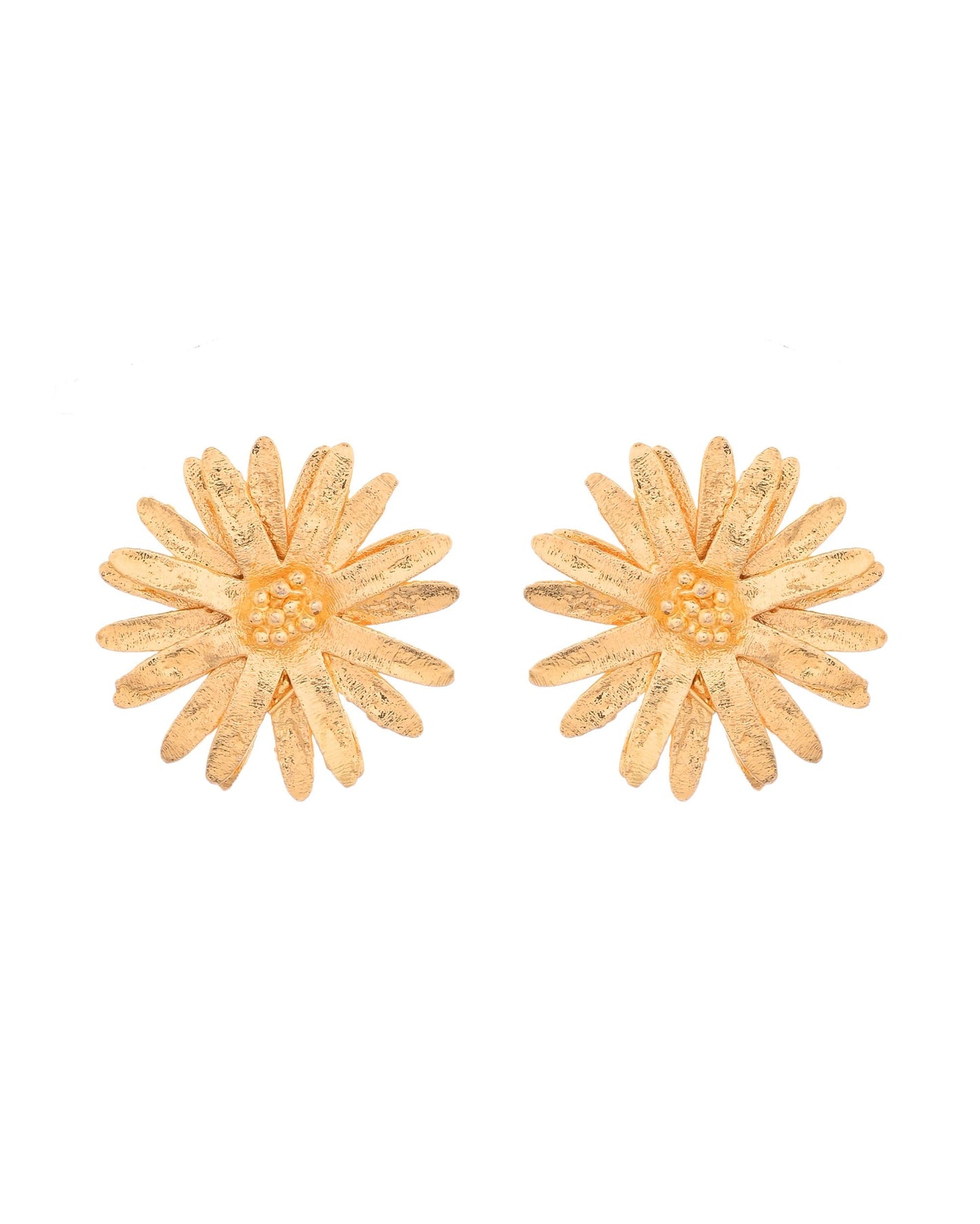 VOJ Gold Polished Anti Tarnish Elegent Floral Shaped Stud Earrings - Swadesiicart