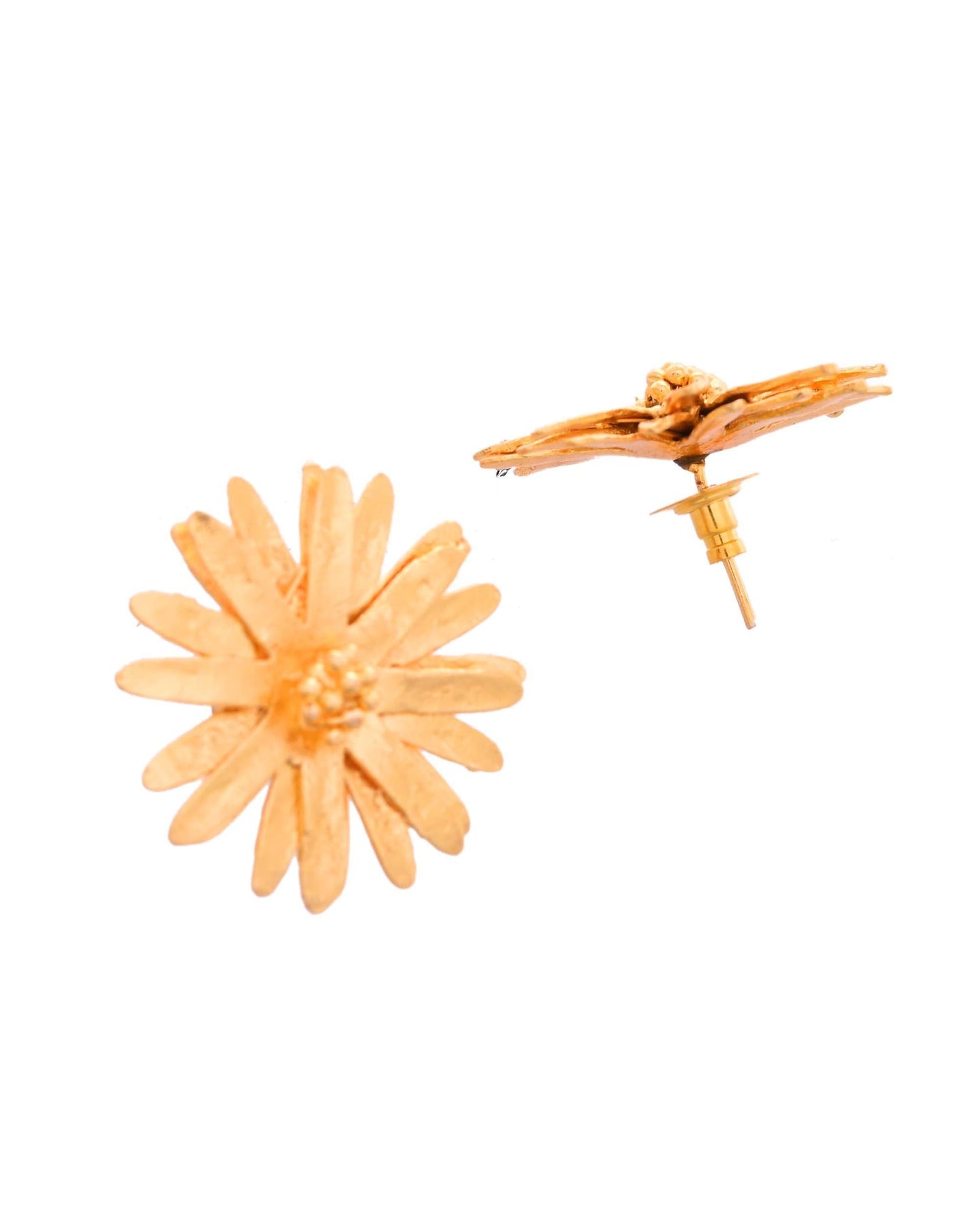VOJ Gold Polished Anti Tarnish Elegent Floral Shaped Stud Earrings - Swadesiicart