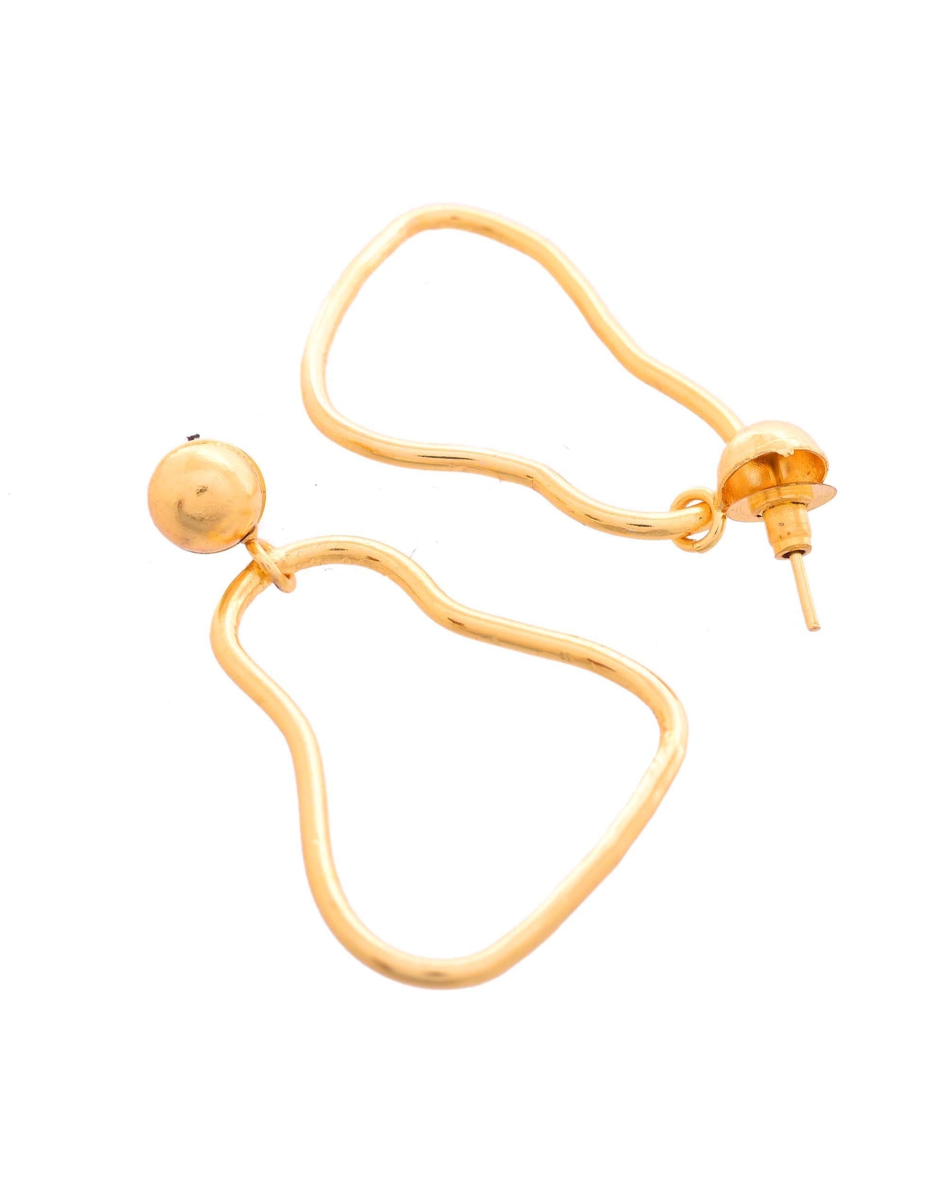 VOJ Gold Polished Anti Tarnish Designer Drop Earrings - Swadesiicart