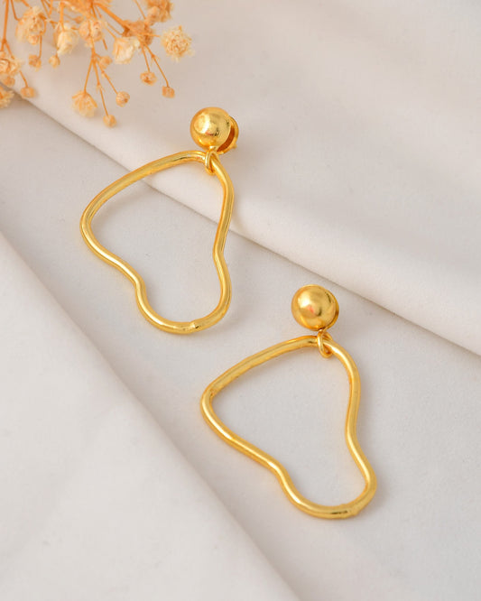 VOJ Gold Polished Anti Tarnish Designer Drop Earrings - Swadesiicart