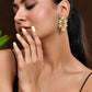 VOJ Gold Polished Floral Designer Earrings - Swadesiicart